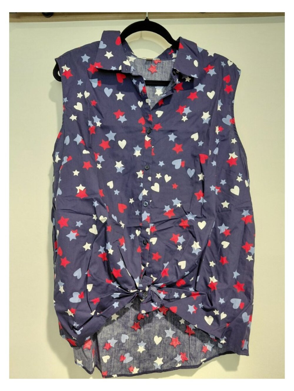 Woman Within 1X 22/24 Heavyweight Stars Hearts Button Up Tunic Top Plus